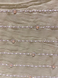 Beige sequin and pearl all over georgette embroidered fabric 2111
