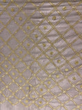 Muave sequin and zari butta chinon embroidered fabric 1055