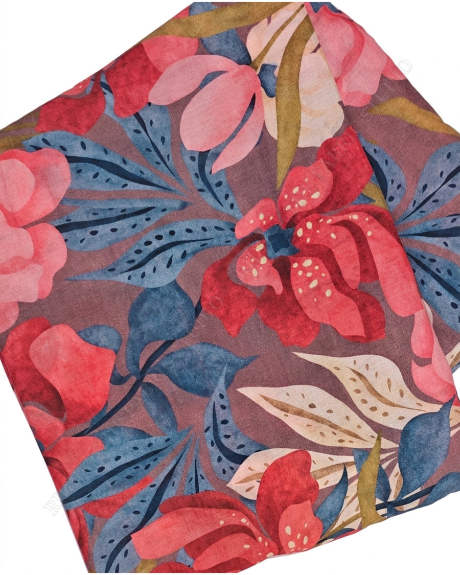 Brown 23133 Mul Cotton Prn Large Floral — closeup