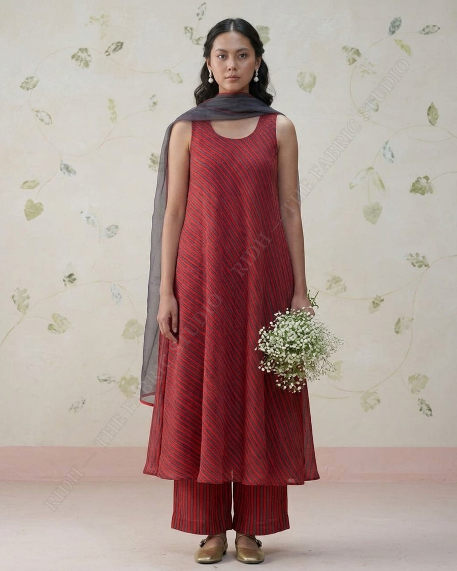 Red Black 10332 Chanderi Prn — model