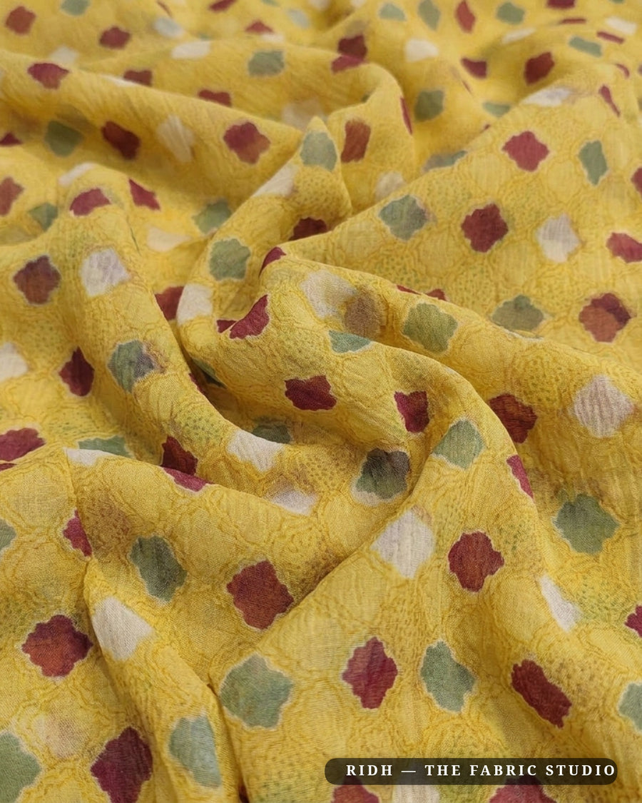 Yellow 593 Mul Chanderi Prn — hand