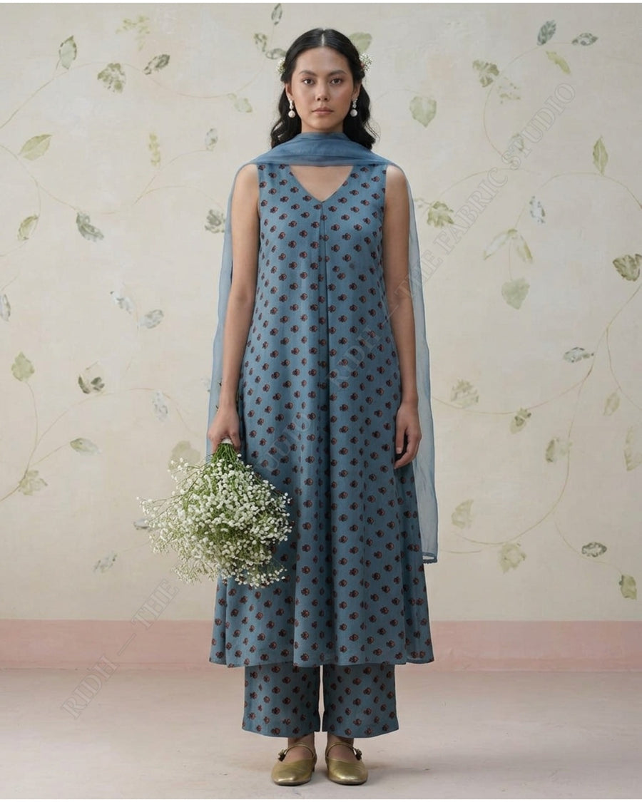 Sky Blue 1078 Muslin Prin Small Buti — model