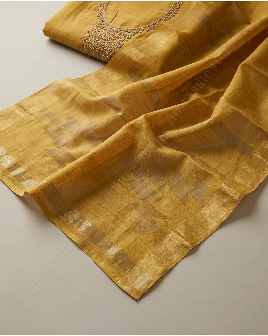 Mustard 5542 Fabric Set Floral Jaal — closeup