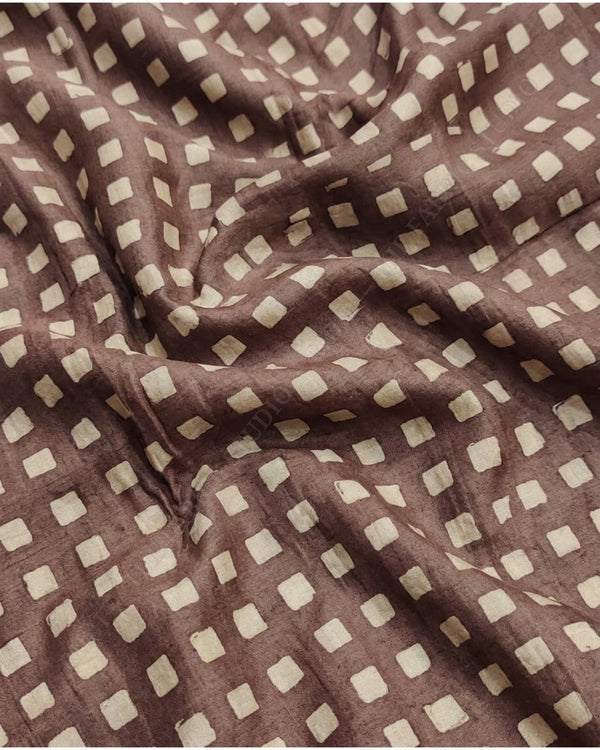 Brown 1135 Ajrak Handblock Print Square Check — hand