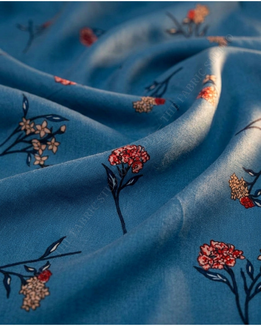 Steel Blue 1078 Muslin Prin Floral Buti — hand