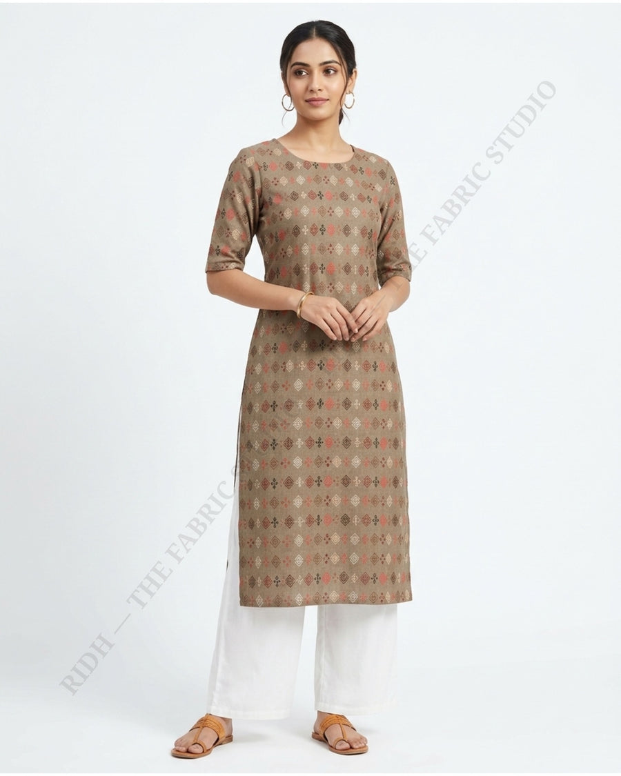 Mud Brown 23184 Mul Cotton Prn Diamond Motif — model