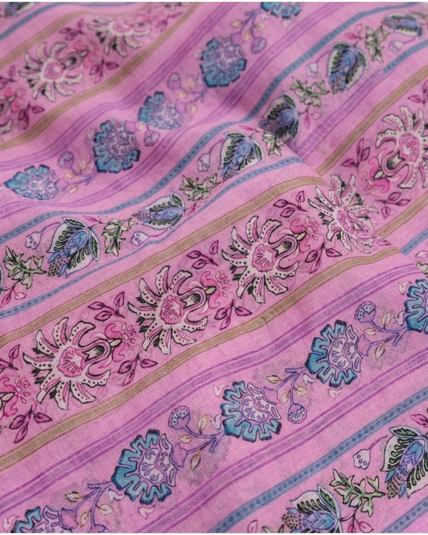 Lavender Pink 23181 Mul Cotton Prn Floral Stripe — hand