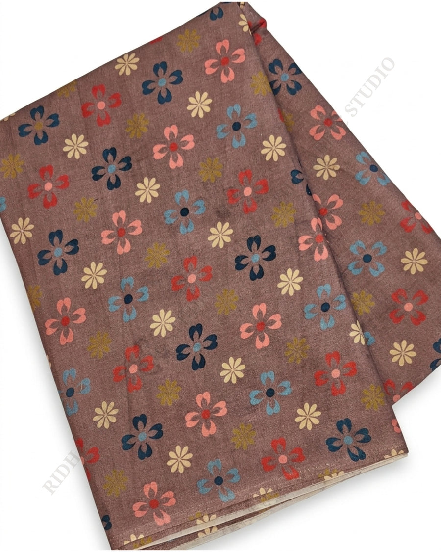 Mauve Brown 23123 Mulcotton Prn Floral Motif — closeup