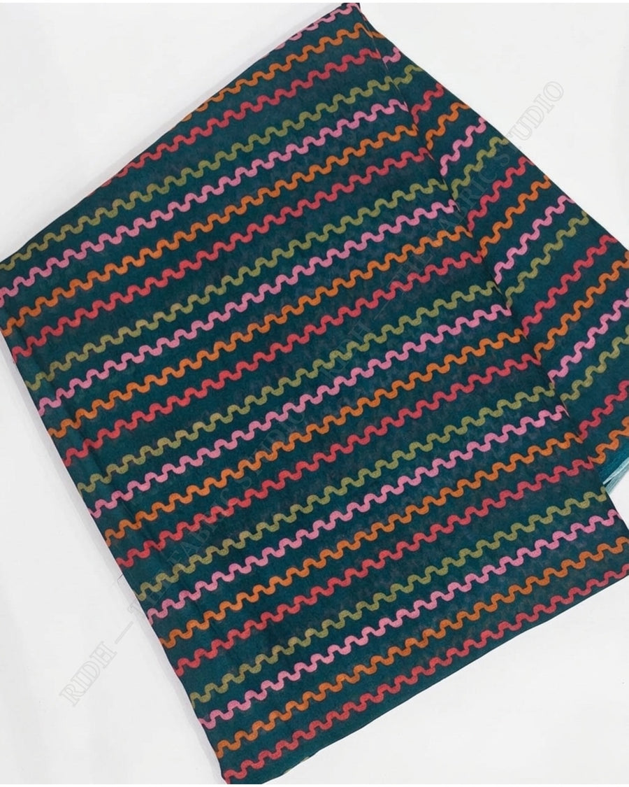 Teal 23049 Sc Mul Cotton Prn Wavy Stripe — closeup