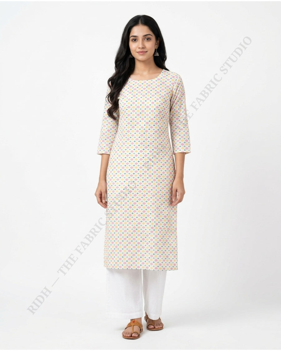 Ivory 23028 Sc Mul Cotton Prn Diamond Motif — model