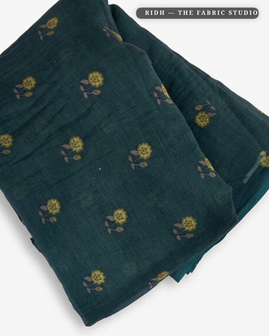Teal Blue 10332 Chanderi Prn — closeup