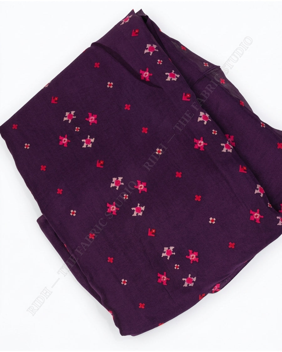 Wine 1078 Muslin Prin Star Buti — closeup