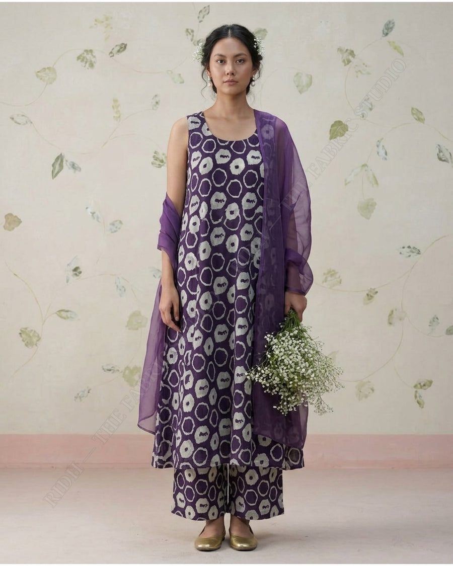 Purple 2588 Hm Muslin Print Circle Motif — model