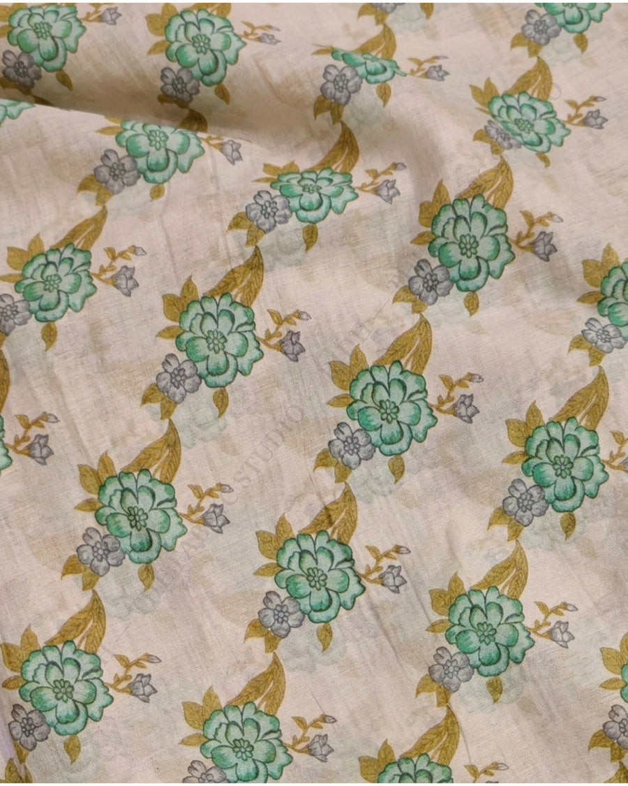Off White 51005 Mul Cotton Prn Green Floral — hand