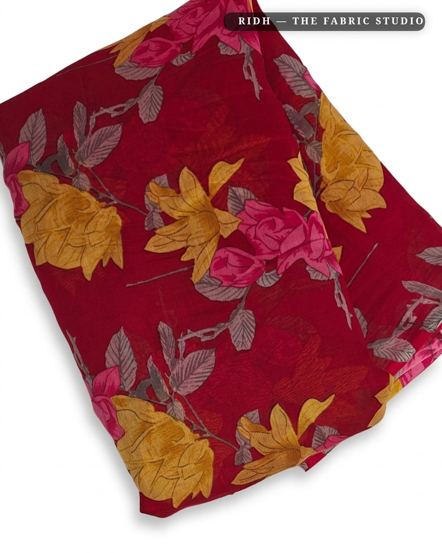 Red 10332 Chanderi Prn — closeup