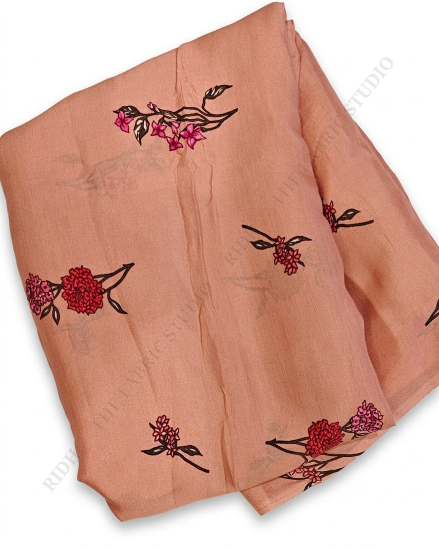 Peach 1078 Muslin Prin Floral Motif — closeup