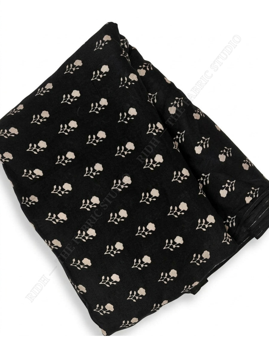 Black 1078 Muslin Prin Floral Buti — closeup