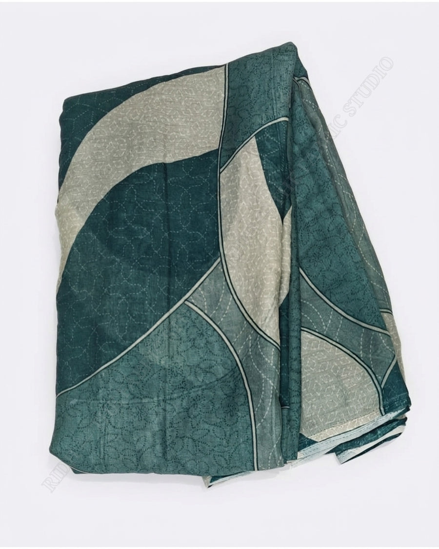 Teal 23182 Mul Cotton Prn Geometric Motif — closeup
