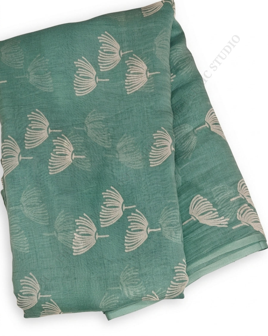 Sea Green 10330 Chanderi Sa Print — closeup