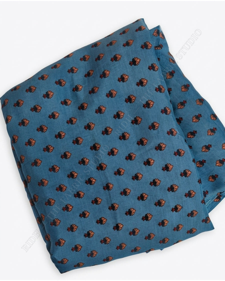 Sky Blue 1078 Muslin Prin Small Buti — closeup