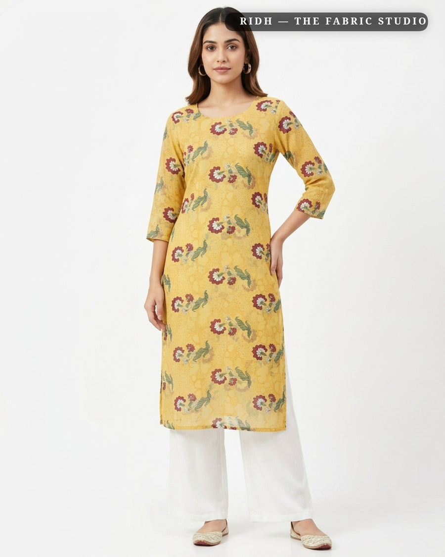 Mustard 593 Mul Chanderi Prn — model
