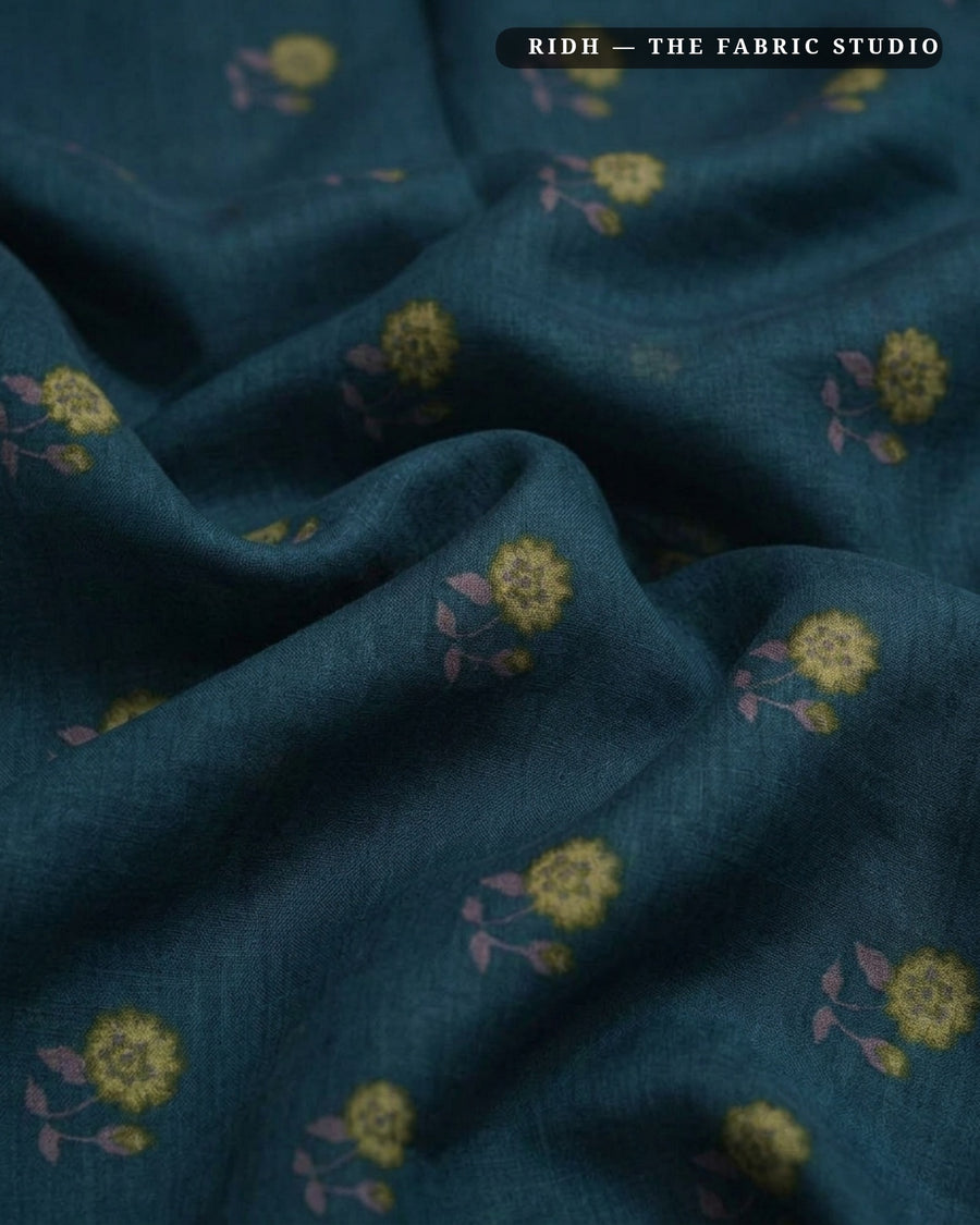 Teal Blue 10332 Chanderi Prn — hand