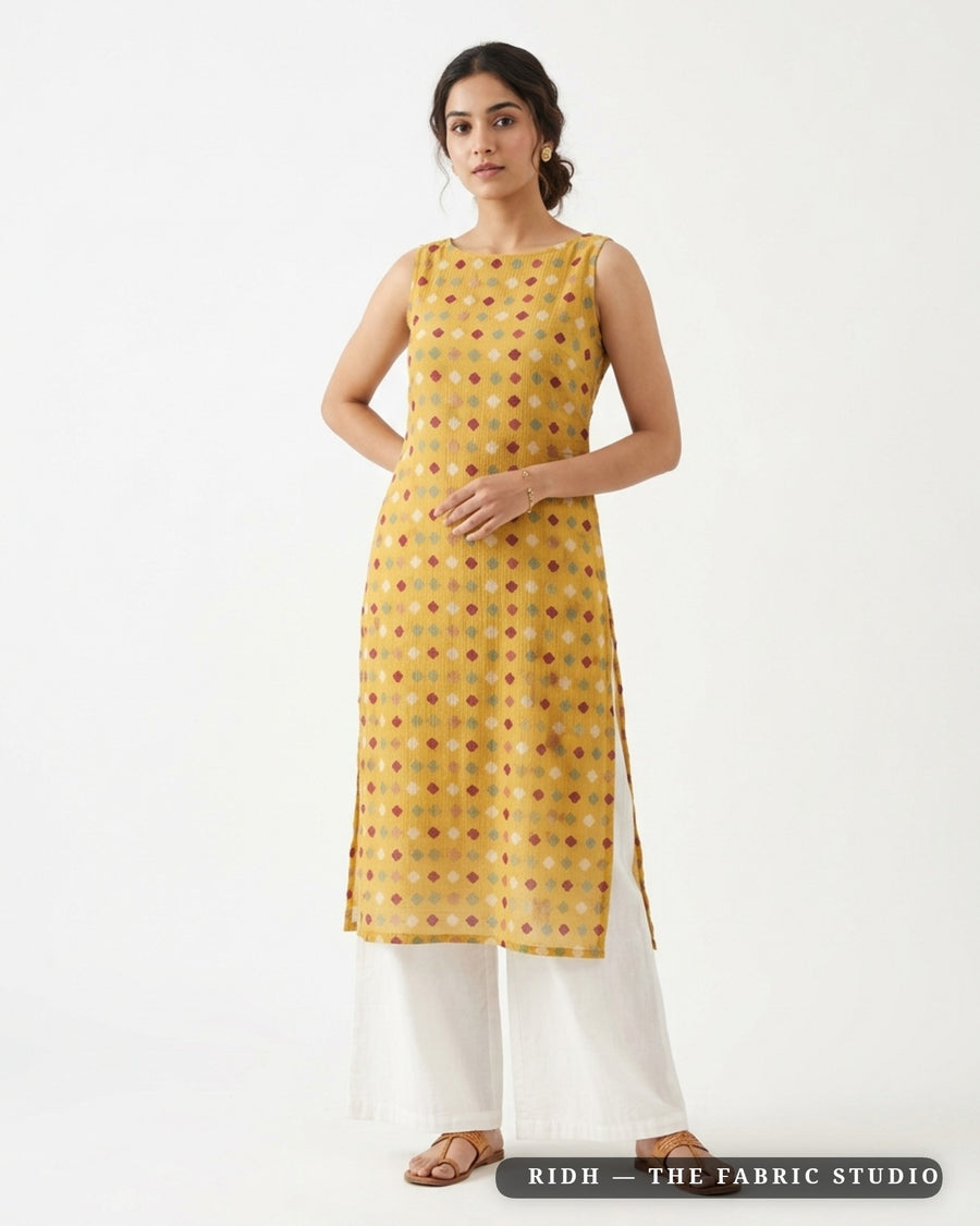 Yellow 593 Mul Chanderi Prn — model