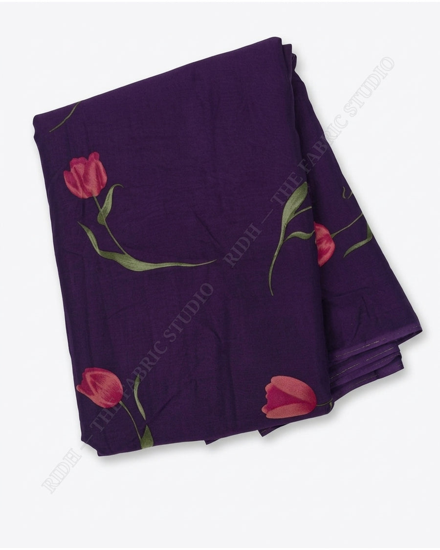 Purple 1078 Muslin Prin Tulip Floral — closeup