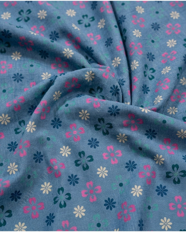 Sky Blue 23117 Mul Cotton Prn Floral — hand