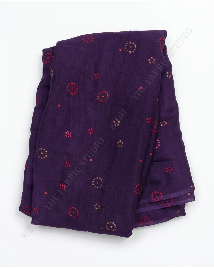 Purple 1078 Muslin Prin Bandhani Buti — closeup