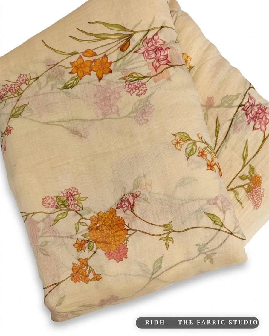Beige 593 Mul Chanderi Prn — closeup