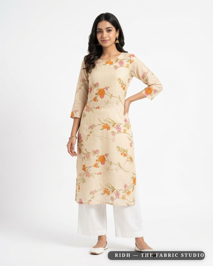Beige 593 Mul Chanderi Prn — model