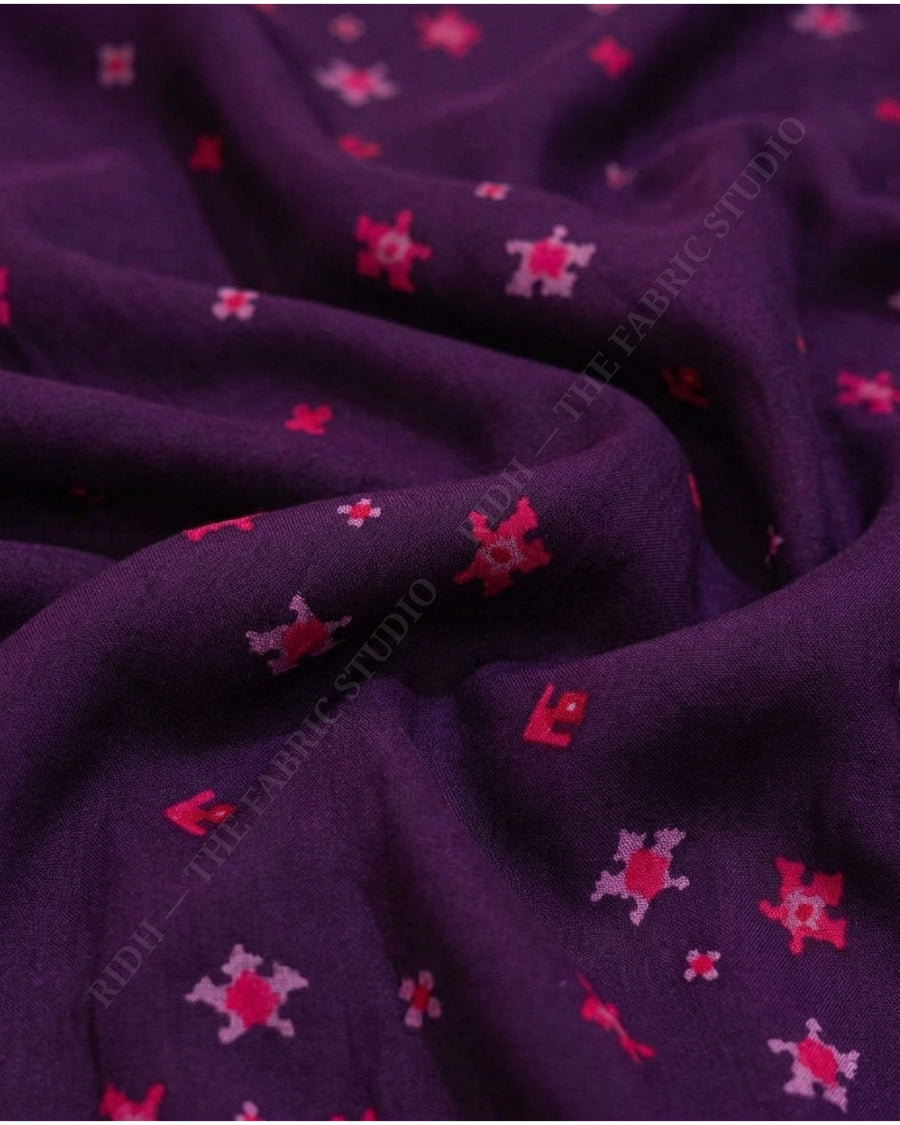 Wine 1078 Muslin Prin Star Buti — hand