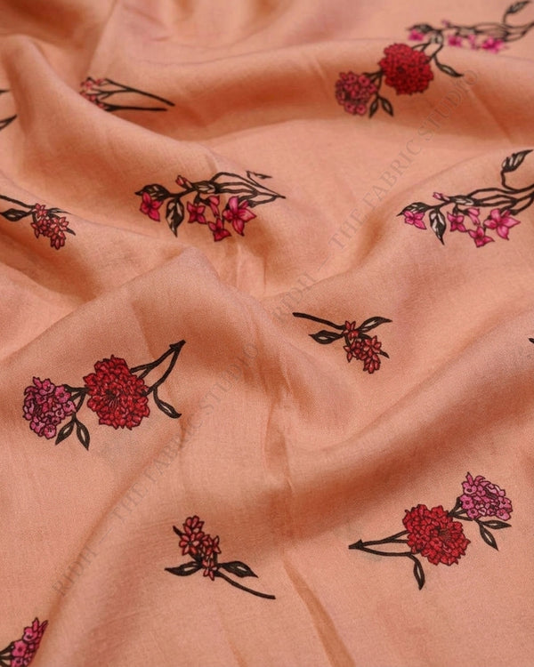Peach 1078 Muslin Prin Floral Motif — hand