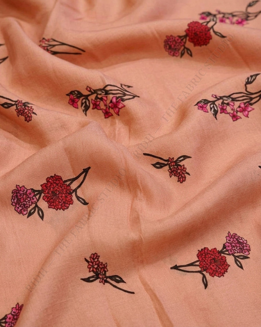 Peach 1078 Muslin Prin Floral Motif — hand