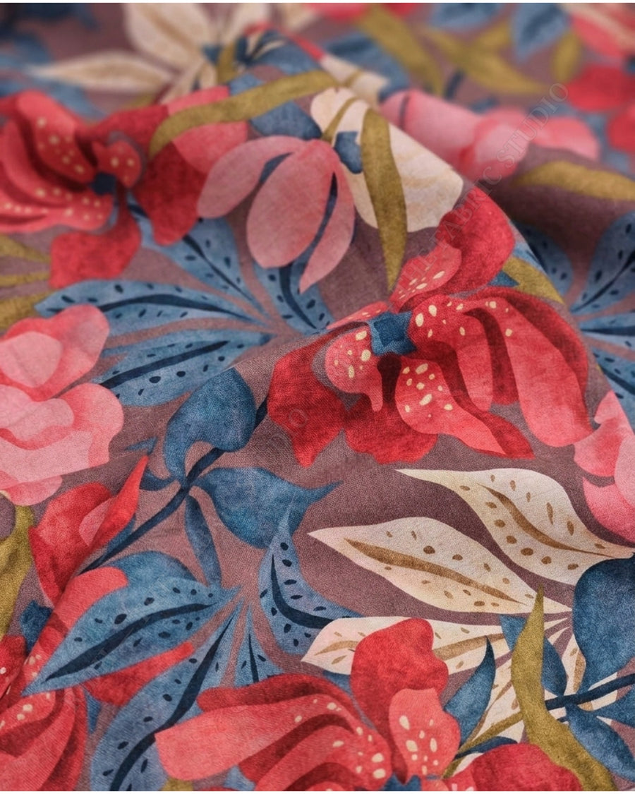 Brown 23133 Mul Cotton Prn Large Floral — hand