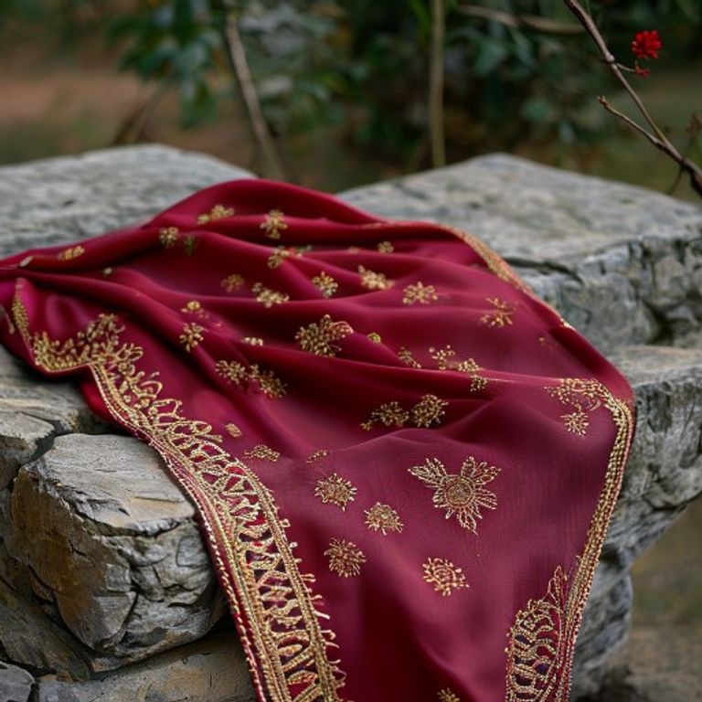 Chanderi Silk in deep red · Ridh Fabric Studio