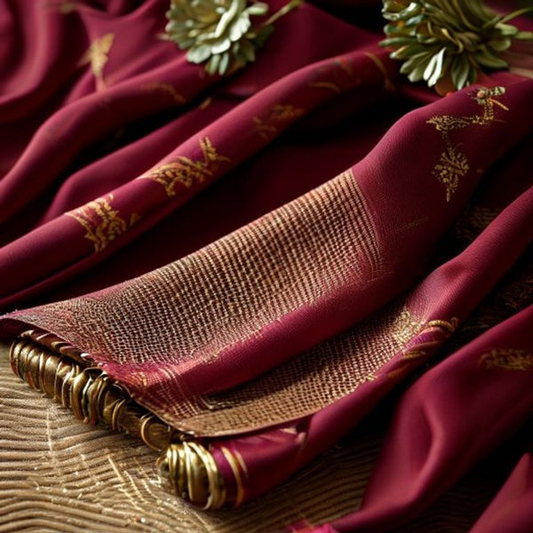 Chanderi Silk in deep red · Ridh Fabric Studio
