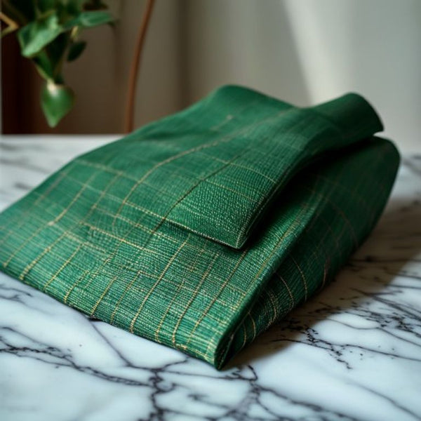Chanderi Silk in emerald green · Ridh Fabric Studio