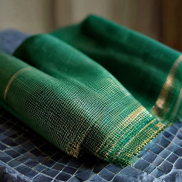 Chanderi Silk in emerald green · Ridh Fabric Studio