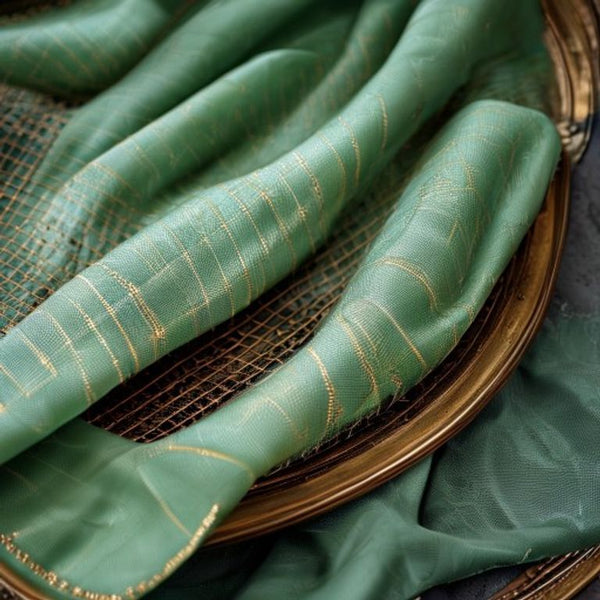 Chanderi Silk in light green · Ridh Fabric Studio