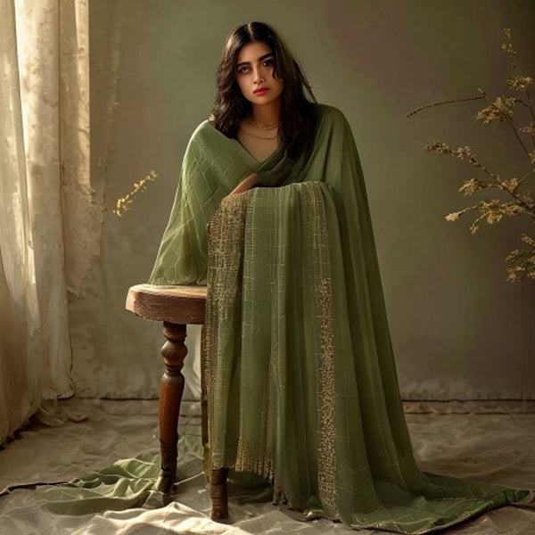 Chanderi Silk in olivegreen · Ridh Fabric Studio