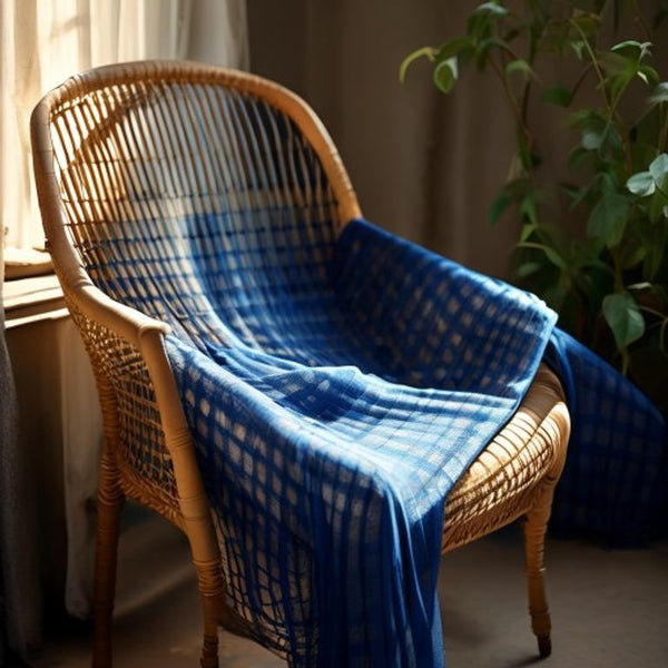 Chanderi Silk in royal blue · Ridh Fabric Studio