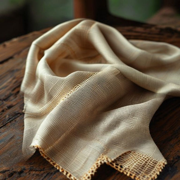 Chanderi Silk in warm beige · Ridh Fabric Studio