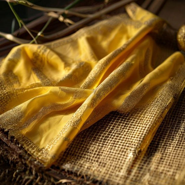 Chanderi Silk in warm yellow · Ridh Fabric Studio