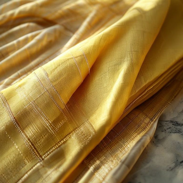 Chanderi Silk in warm yellow · Ridh Fabric Studio