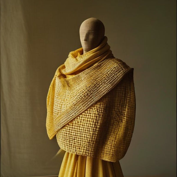 Chanderi Silk in warm yellow · Ridh Fabric Studio