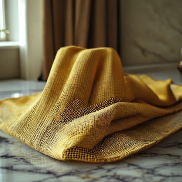 Chanderi Silk in warm yellow · Ridh Fabric Studio