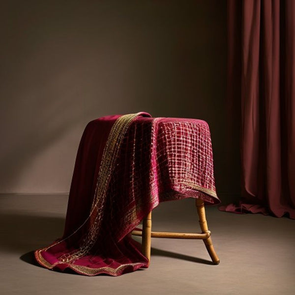 Chanderi Silk in wine red · Ridh Fabric Studio