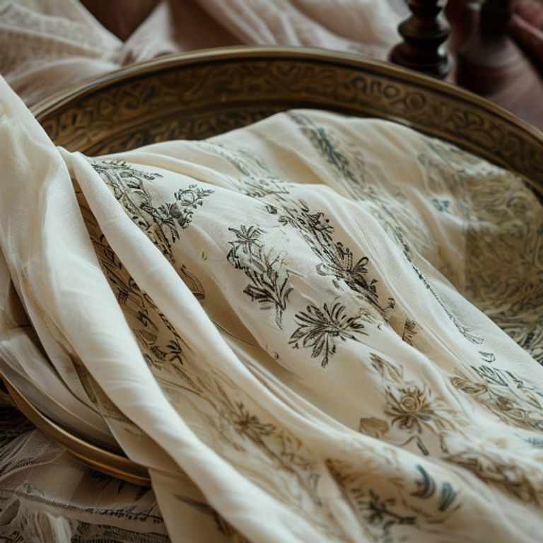 Dupatta in ivory white · Ridh Fabric Studio